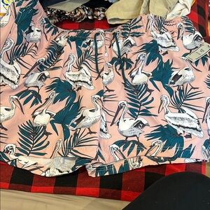 Mens Size 3xl Pink Pelican Print Swim Shorts